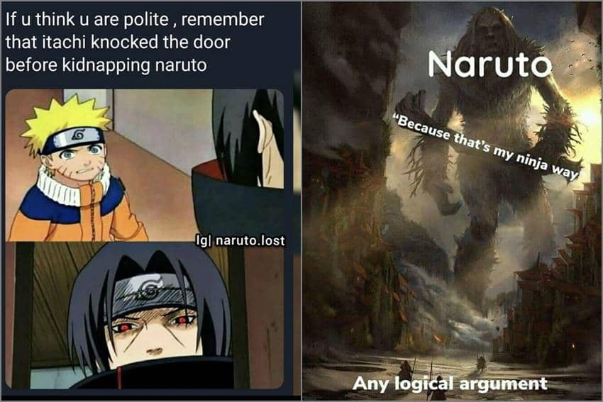 8 Meme Logika Naruto, Itachi Nyulik Naruto Pakai Izin?