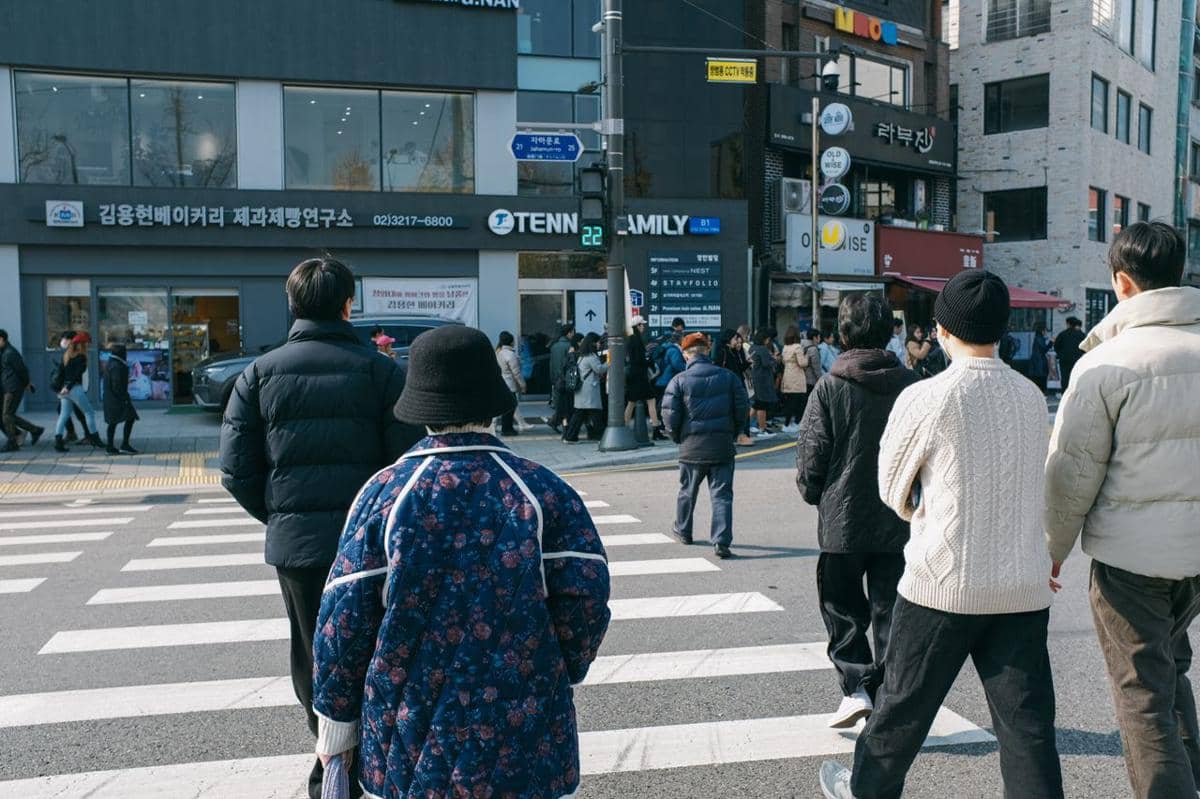 ilustrasi pejalan kaki, perkotaan, crowd, Seoul, Korea Selatan