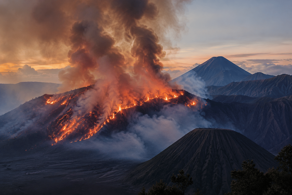 Kebakaran hutan di kawasan Taman Nasional Bromo Tengger Semeru