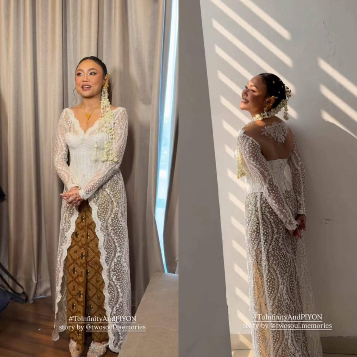 Potret inspirasi gaya akad nikah Pila, menyoroti busana dan tampilan pernikahan yang dikenakannya.