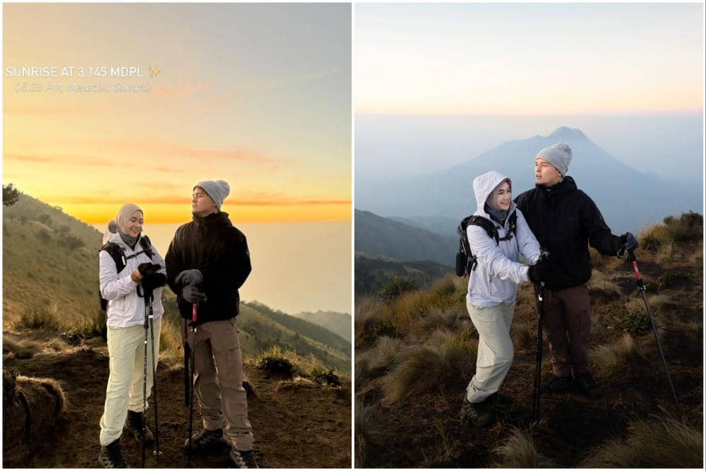 10 Potret Anisa Rahma dan Anandito Dwis Mendaki Gunung Merbabu