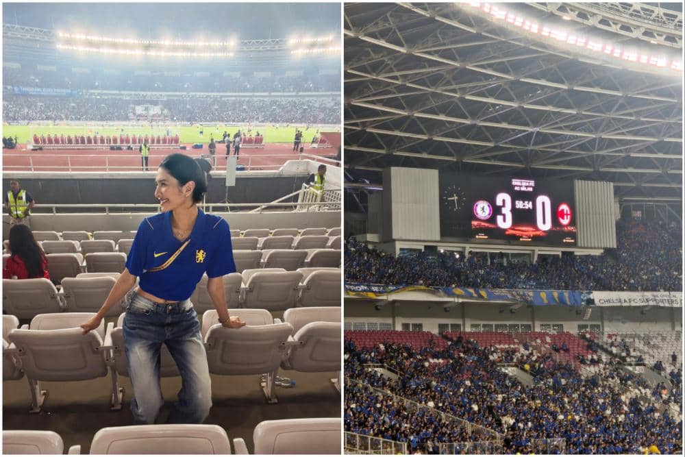 Potret Mikha Tambayong Nonton Pertandingan Chelsea vs AC Milan di GBK