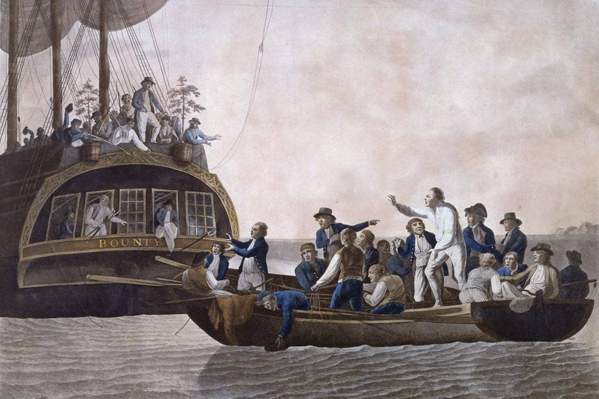 ilustrasi kapal HMS Bounty yang berkaitan dengan asal-usul sebagian penduduk Pulau Norfolk