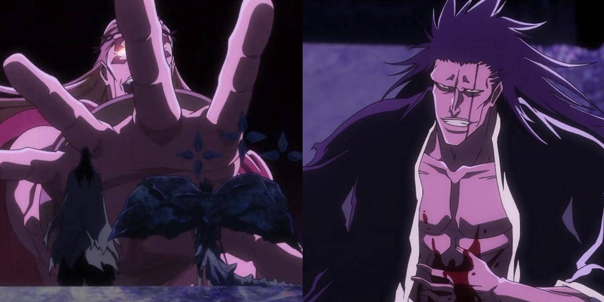 Tiga kapten Gotei 13 menghadapi Gerard dalam adegan pertarungan anime Bleach: Thousand-Year Blood War Part 4.