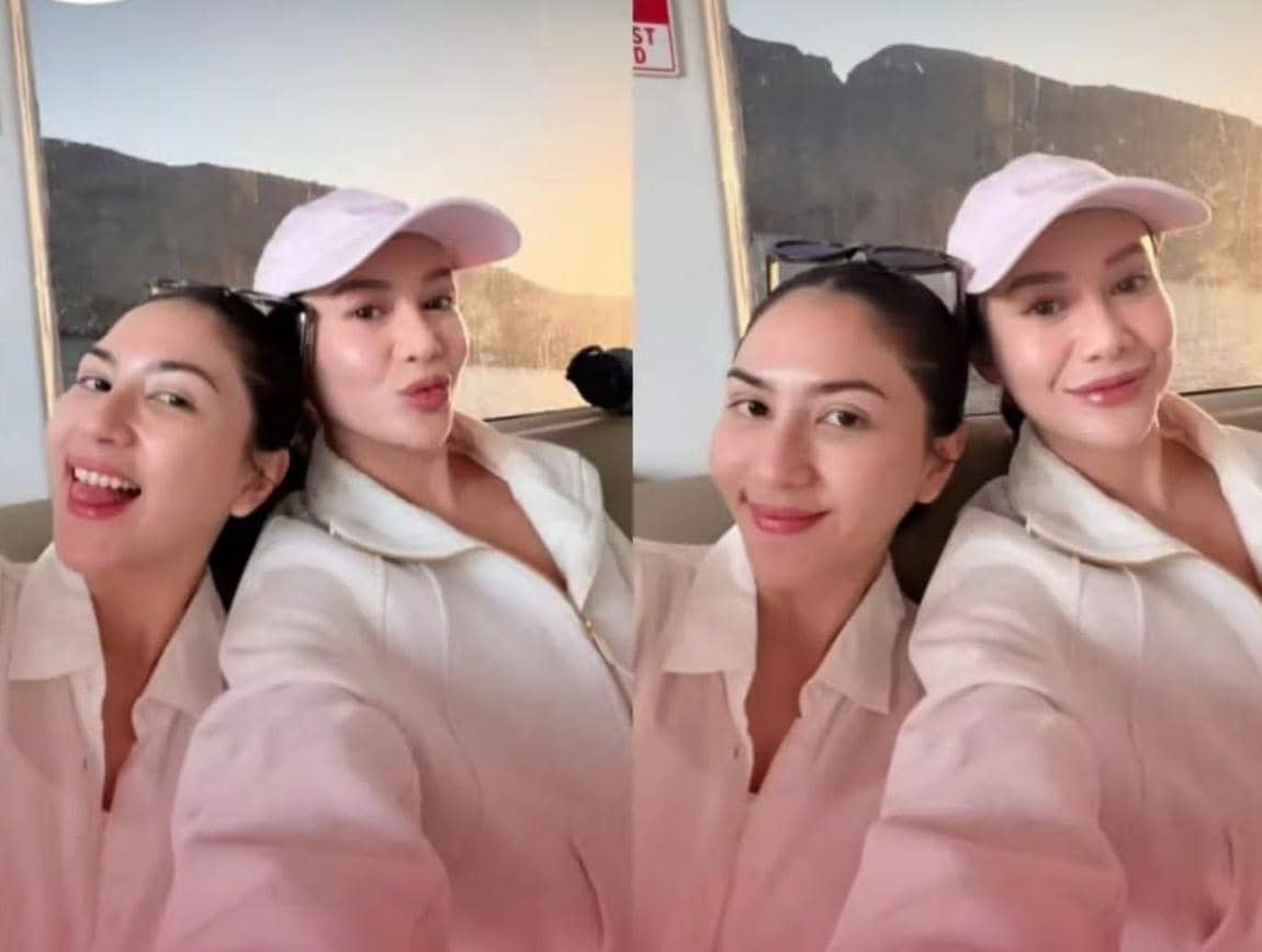 Potret Jessica Mila saat berlibur di Pulau Padar dalam suasana perjalanan wisata dengan panorama alam di sekitarnya.