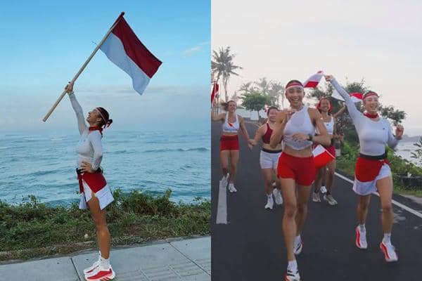 7 Potret Jennifer Bachdim Lari 17 KM Menyambut HUT RI ke-81