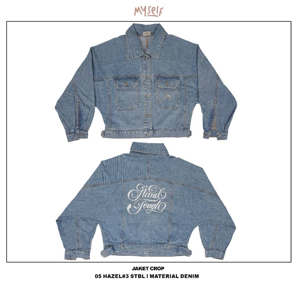Myself Jaket Crop Jeans Sablon
