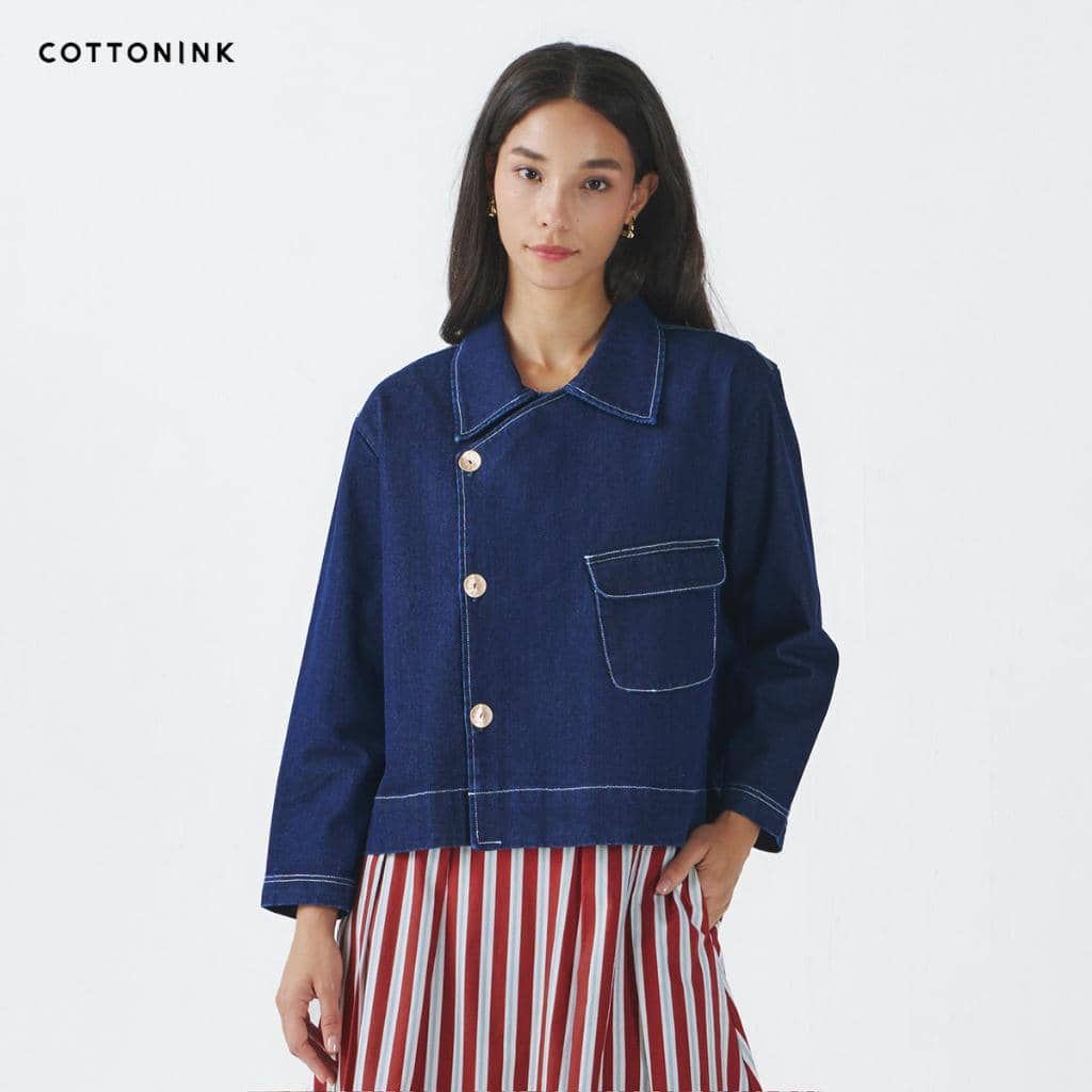 COTTONINK - Outerwear Jaket Wanita Dark Denim Selda
