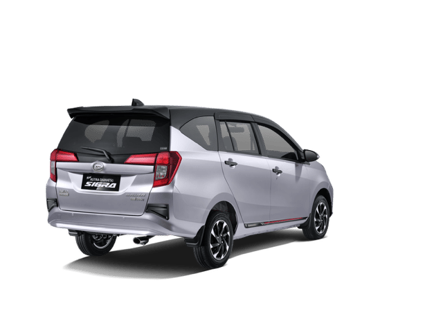 Tampilan buritan Daihatsu Sigra terbaru dengan desain lampu belakang, pintu bagasi, dan area bemper kendaraan.