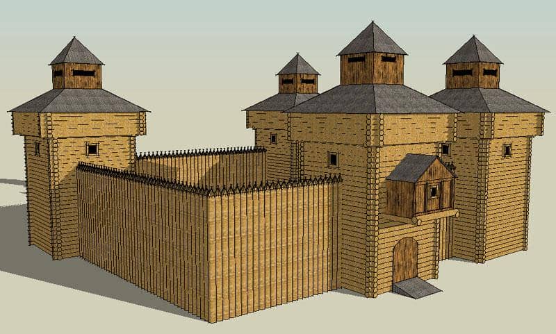 Ilustrasi Irkutsk Ostrog yang menggambarkan kondisi benteng pada 1661–1669