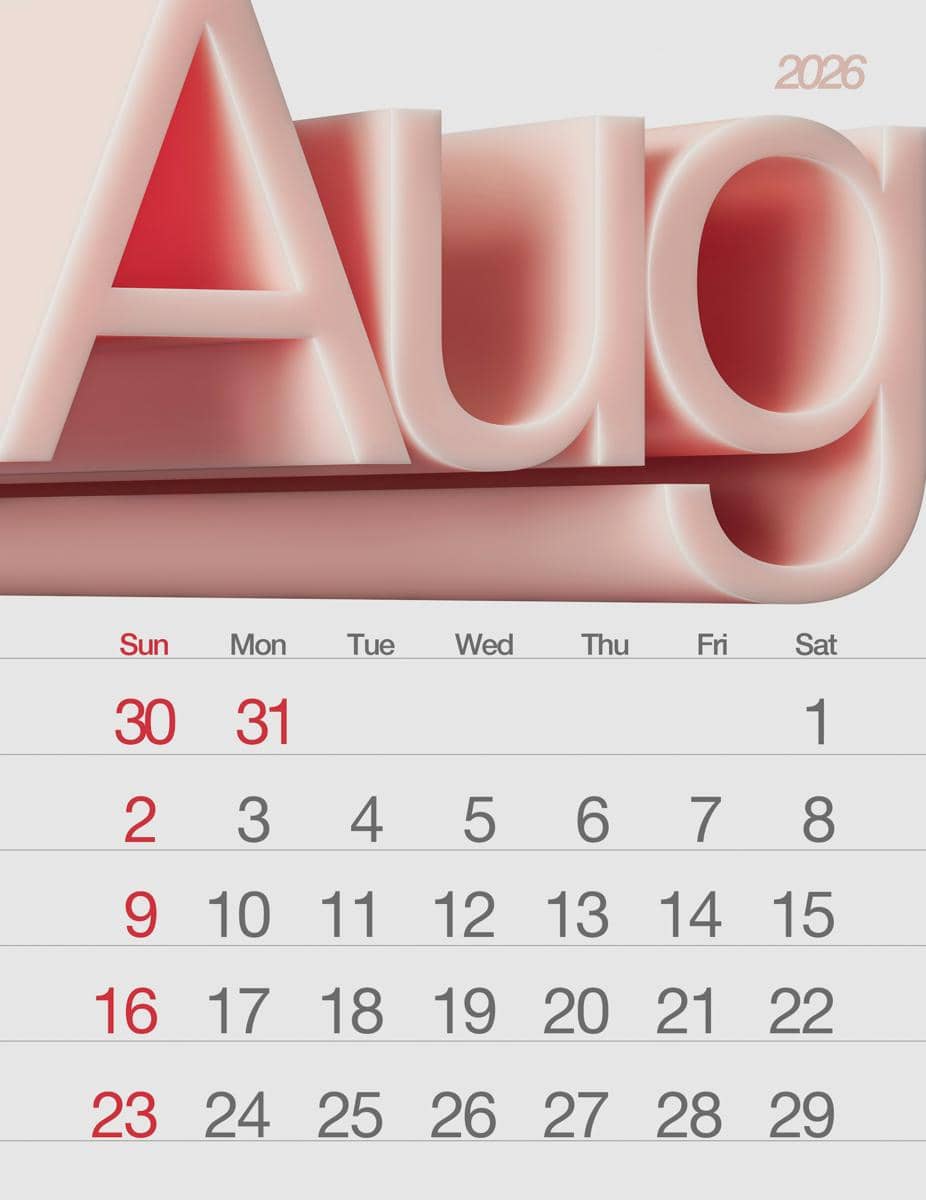 Ilustrasi kalender Agustus 2026 untuk mengecek jadwal libur dan tanggal merah.