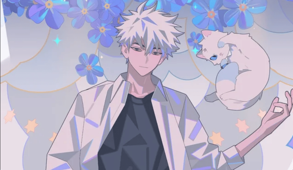 Lu Guang, karakter anime berambut putih dengan mata biru, tampil dalam ilustrasi promosi Link Click dari Bilibili.