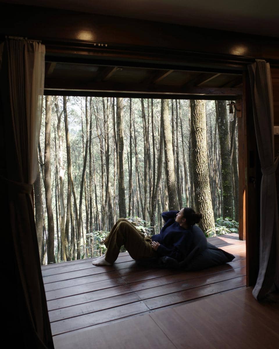 Yasmin Napper menikmati liburan di hutan pinus