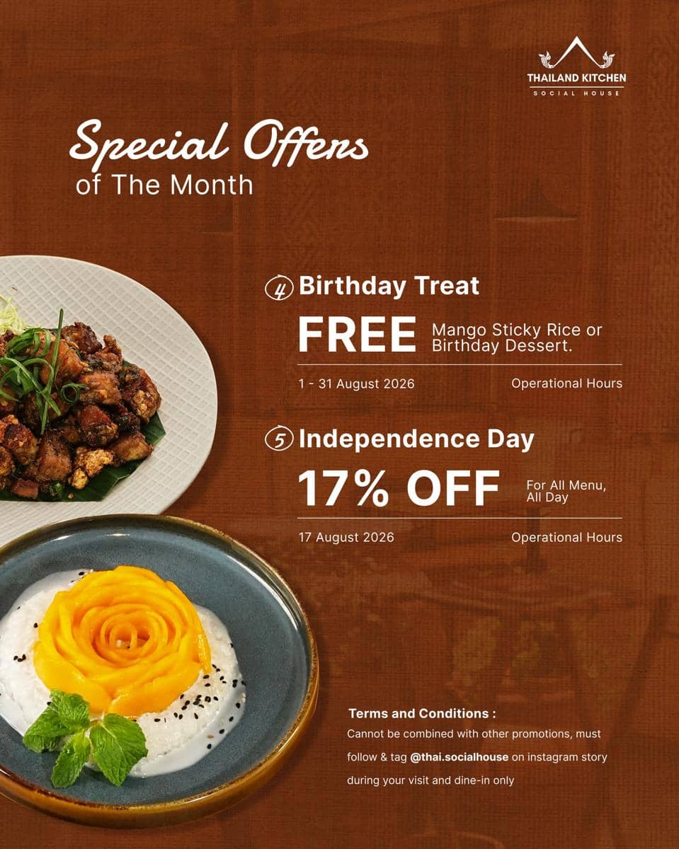 diskon spesial Independence Day Thailand Kitchen & Social House (instagram.com/thai.socialhouse)