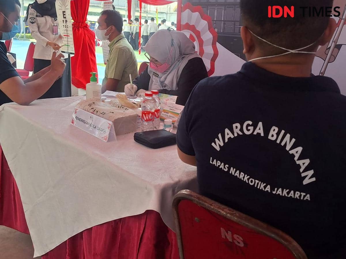 Kegiatan bakti sosial Pemasyarakatan dalam rangka HUT ke-81 RI yang diselenggarakan Kementerian Imipas di RSUP Pemasyarakatan, Jakarta Timur