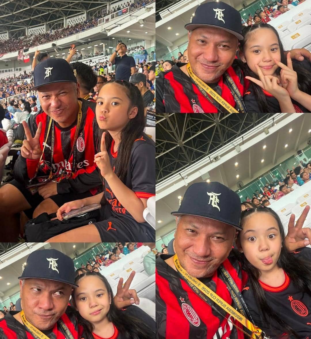 Potret Gempi sebagai player mascot saat menyaksikan langsung pertandingan AC Milan melawan Chelsea.
