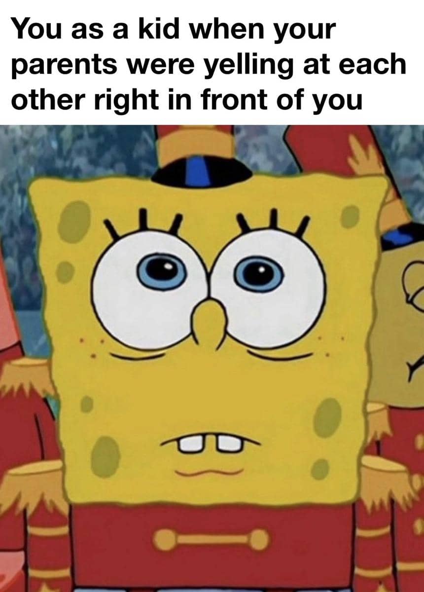 Meme SpongeBob bertema kenangan dengan nuansa nostalgia yang disajikan melalui karakter animasi populer.
