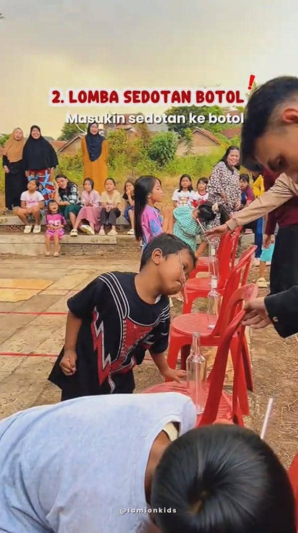 Suasana lomba 17 Agustus dalam unggahan akun TikTok @afidammm, terkait perayaan Hari Kemerdekaan Indonesia.