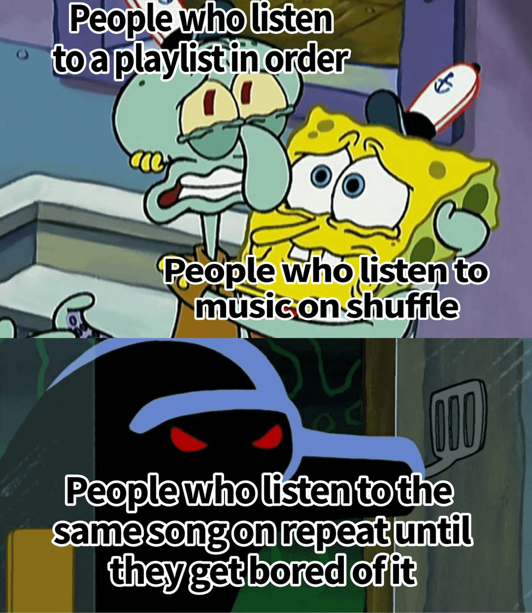 meme SpongeBob tentang playlist lagu