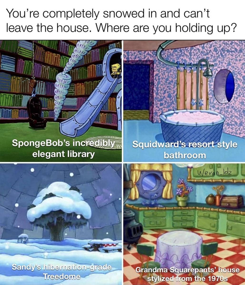 meme rumah Squidward