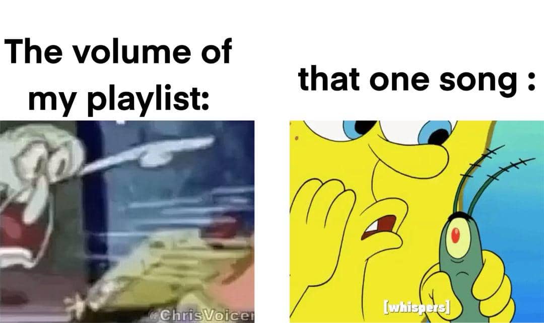meme SpongeBob tentang playlist lagu
