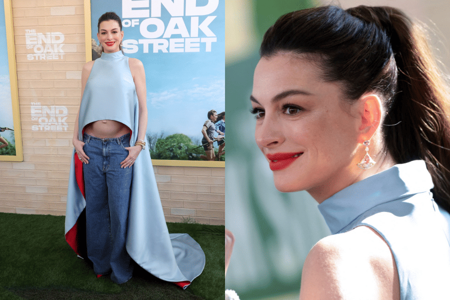 ⁠Gaya Anne Hathaway di Premiere The End of Oak Street, Pamer Baby Bump