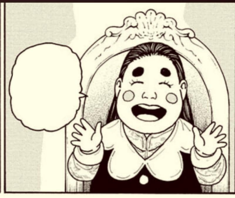 Ilustrasi karakter Tyson Hui Guo Rou dari Hunter x Hunter dalam materi resmi karya Yoshihiro Togashi dan Shueisha.