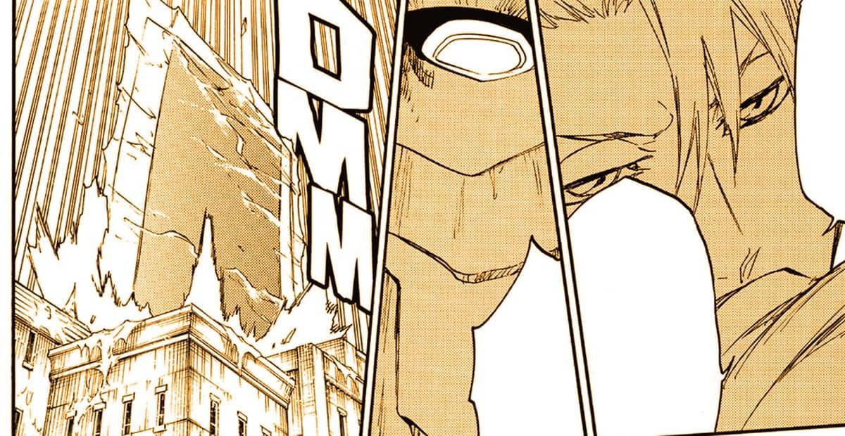 Hitsugaya mengayunkan pedang untuk memotong Hoffnung dalam adegan dramatis manga Bleach terbitan Shueisha.