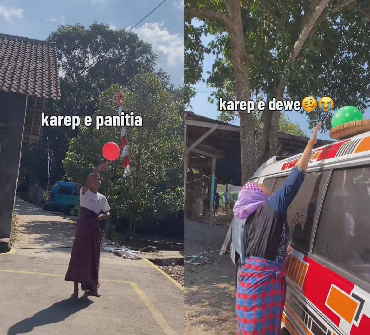 Meme lucu membandingkan maksud panitia dengan keinginan peserta dalam perlombaan perayaan 17 Agustus.