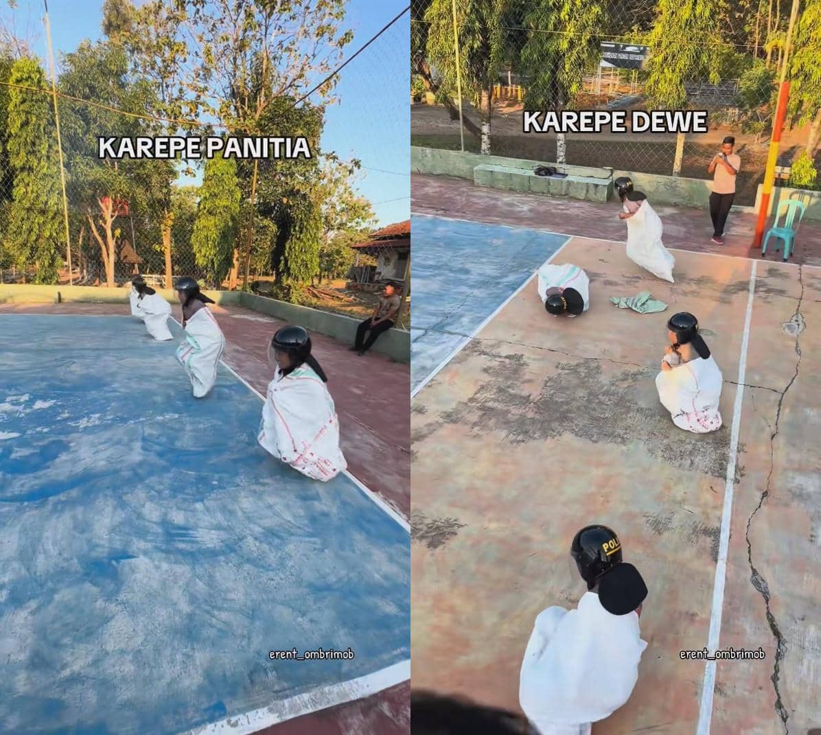 Meme perbandingan maksud panitia dan harapan peserta dalam lomba 17 Agustus, diunggah akun TikTok @erent_ombrimob.