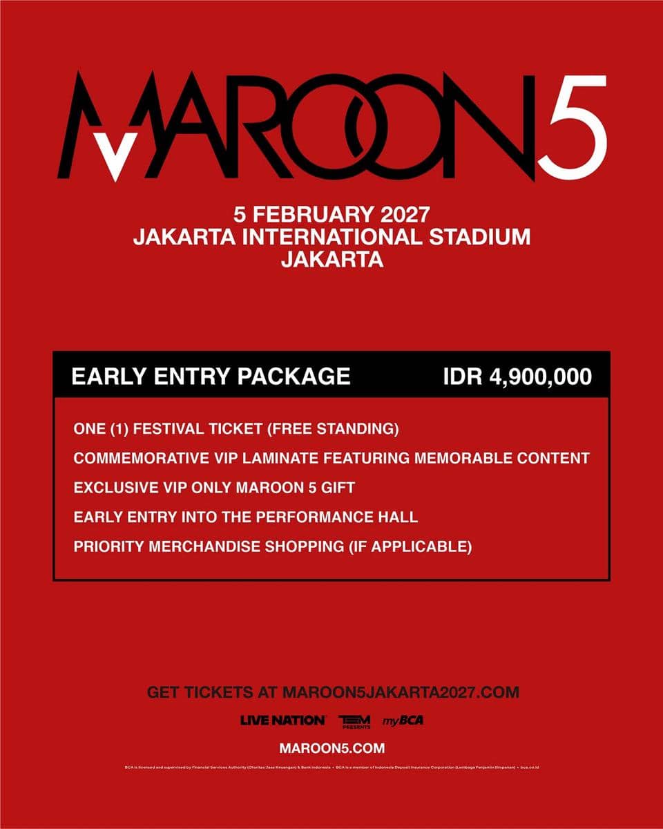 Harga tiket konser Maroon 5 dan cara membelinya
