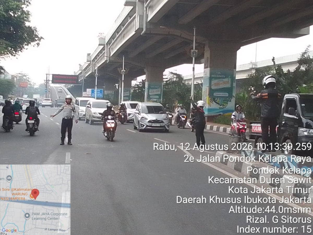 Dishub DKI lakukan rekayasa lalu lintas di Pondok Kelapa, Rabu (12/8/2026).