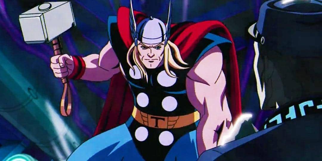 Karakter Thor dari Marvel Animation dalam serial animasi X-Men '97 musim kedua, mengenakan kostum khas Asgard.