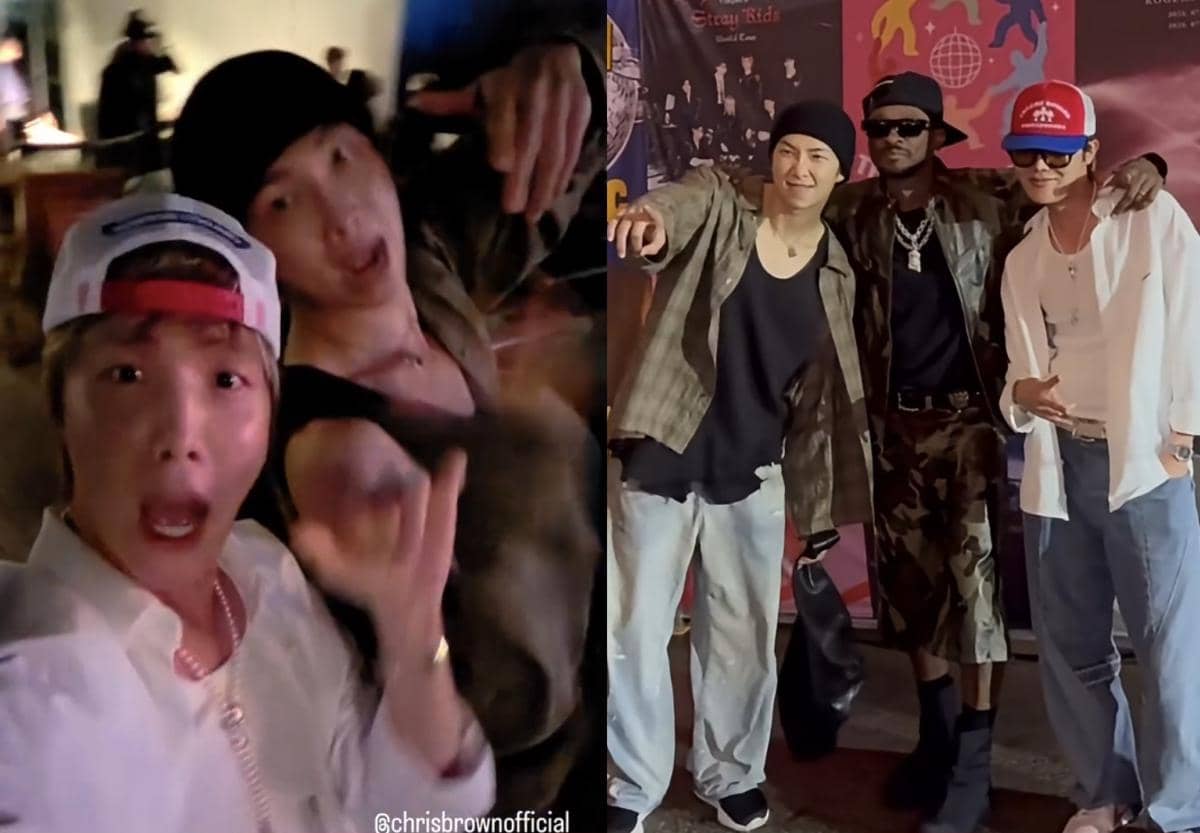 7 Potret J-Hope dan RM BTS Nonton Konser Usher-Chris Brown di Kanada
