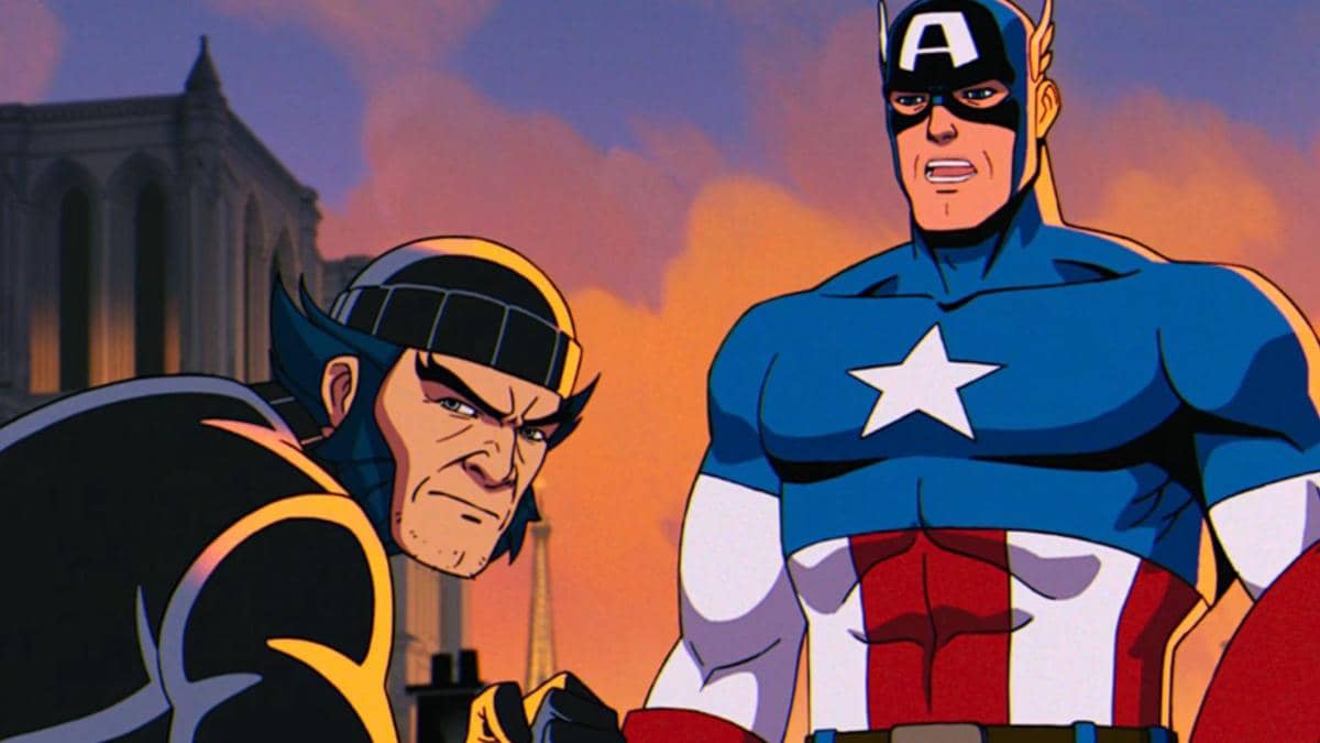 Captain America dan Wolverine berdiri berdampingan dalam serial animasi X-Men '97 Season 2 produksi Marvel Animation.