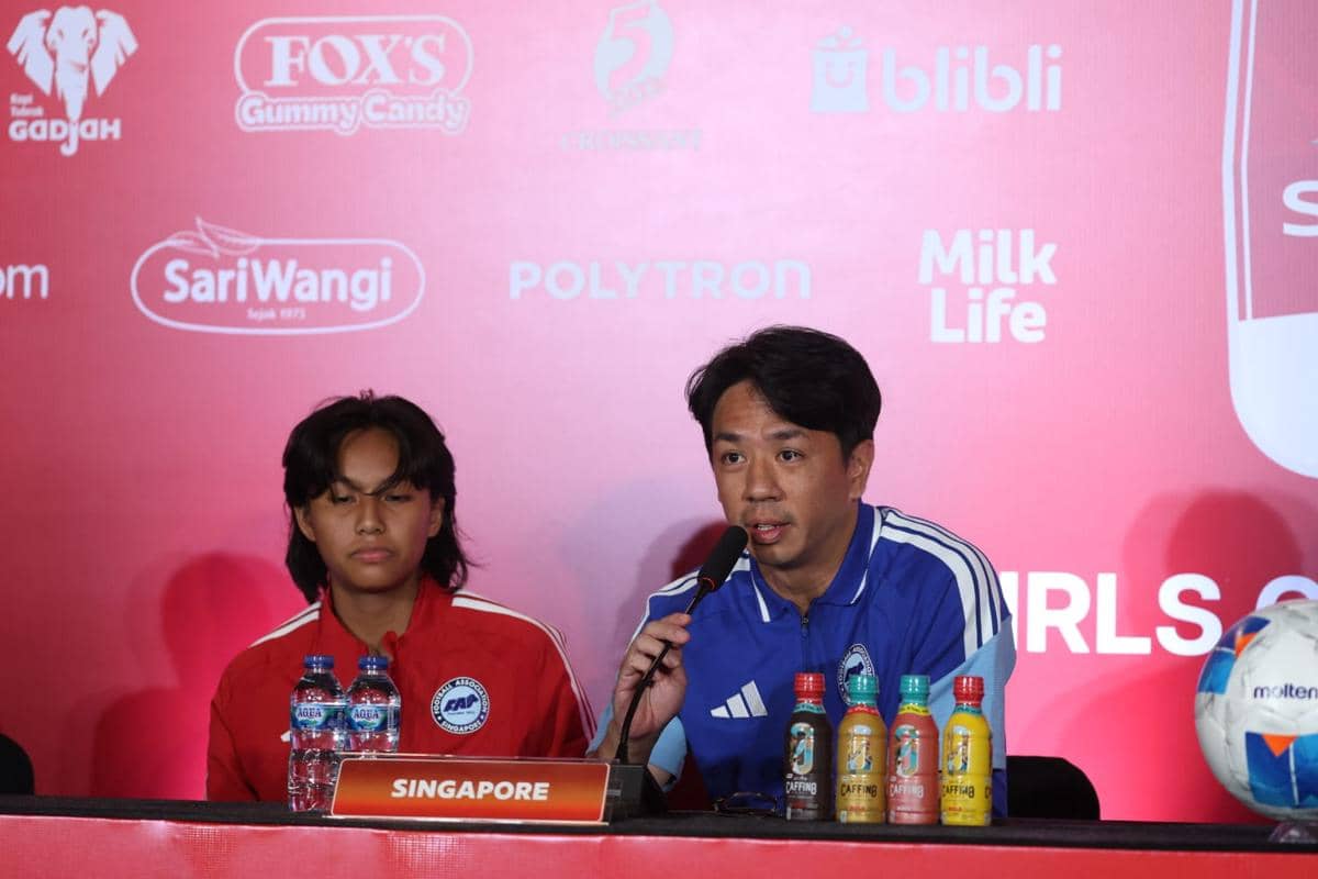 Suasana sesi jumpa pers jelang penyelenggaraan Srikandi Merdeka Cup 2026 yang berlangsung di Kudus, Jawa Tengah.