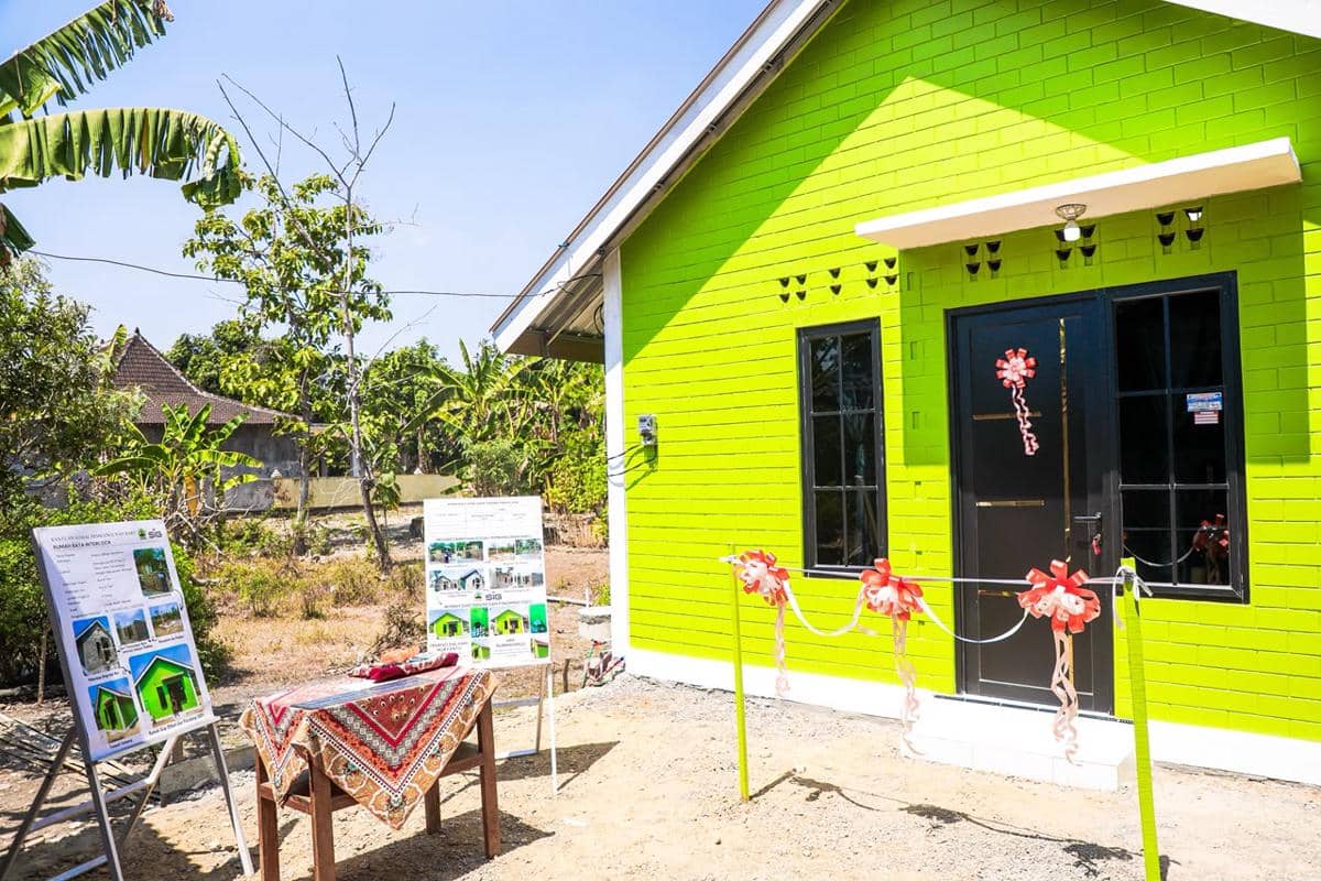 Rumah bata interlock milik Isnano di Selogiri, Wonogiri, terlihat sebagai bangunan hunian dengan susunan bata saling mengunci.