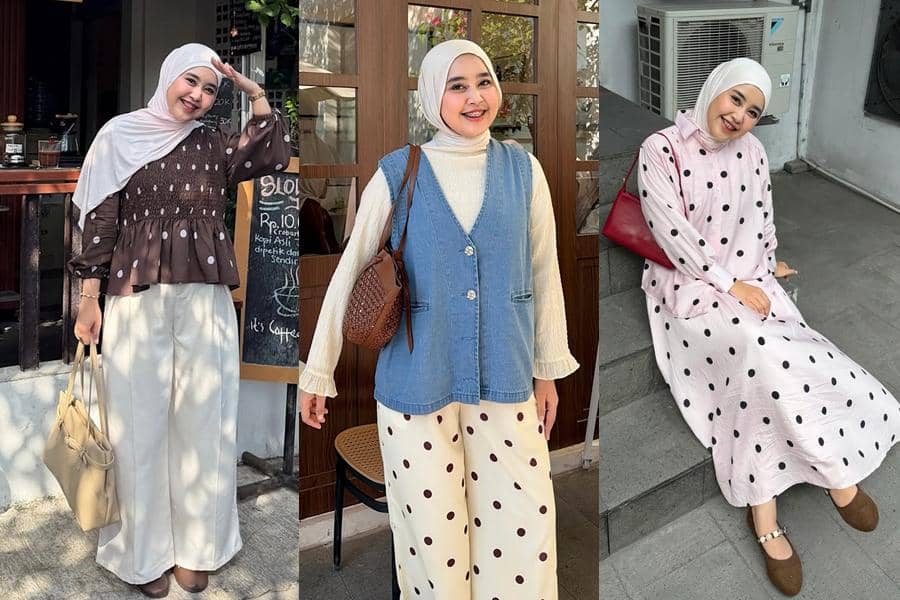9 Cara Styling Outfit Polkadot ala Meilan Indrajati, Playful dan Chic