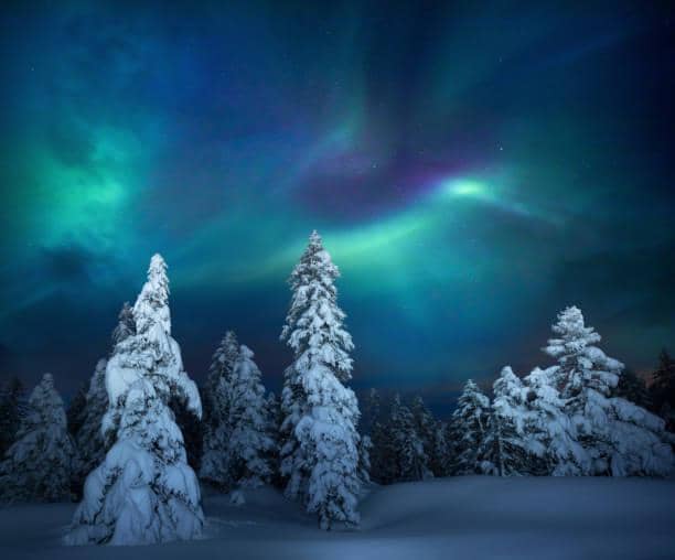 ilustrasi aurora borealis di Koli National Park