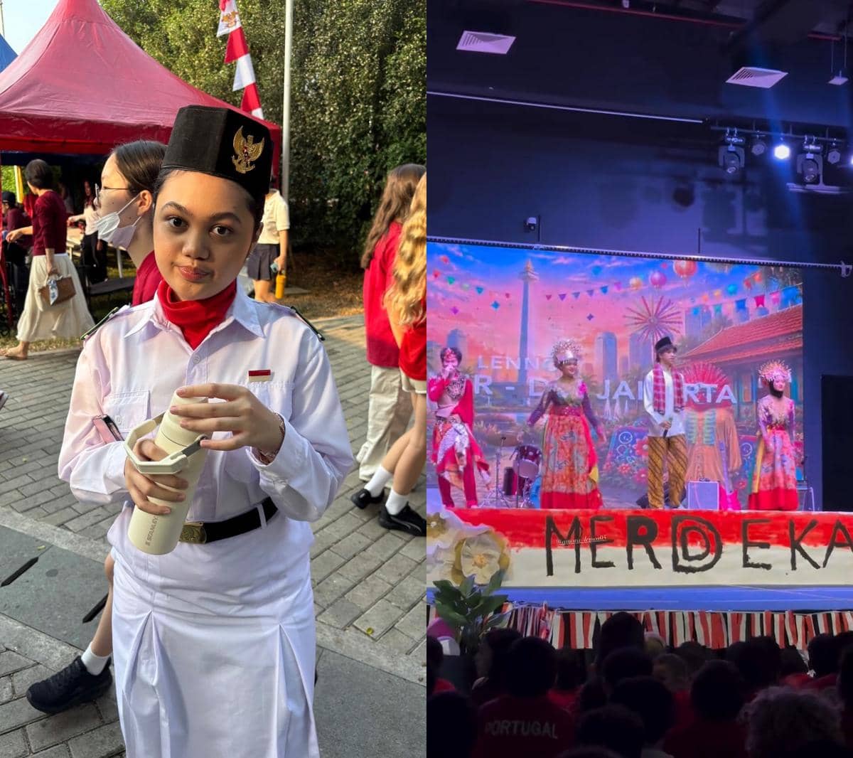 Anak artis merayakan Hari Kemerdekaan Indonesia pada 17 Agustus 2026 di sekolah dalam suasana peringatan nasional.