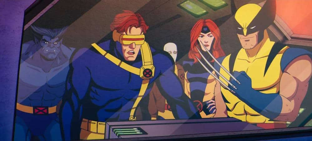Cuplikan adegan serial animasi X-Men '97 dari Marvel Animation yang menampilkan para karakter dalam serial tersebut.