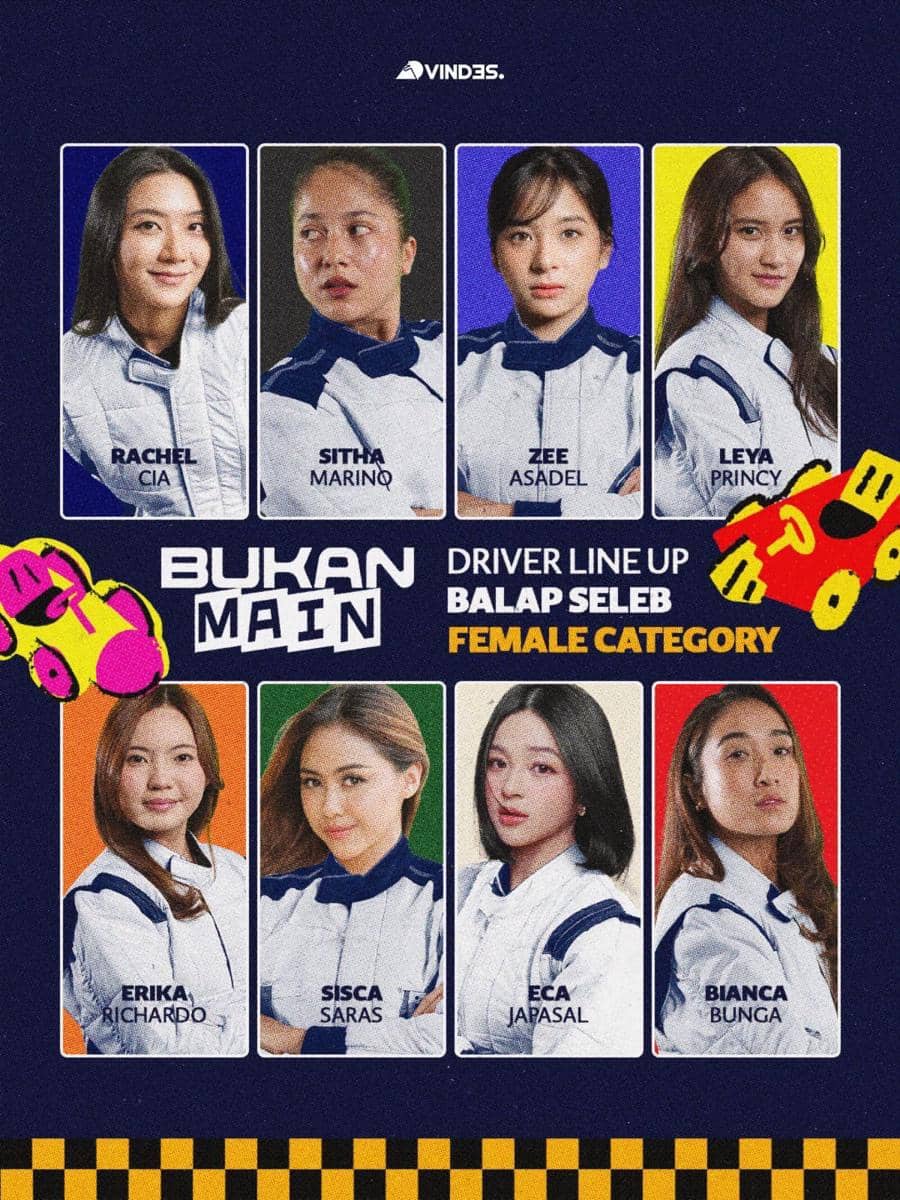 Line up artis dari female category yang ikutan balap seleb di VINDES Bukan Main 2026 (instagram.com/vindes.ig)