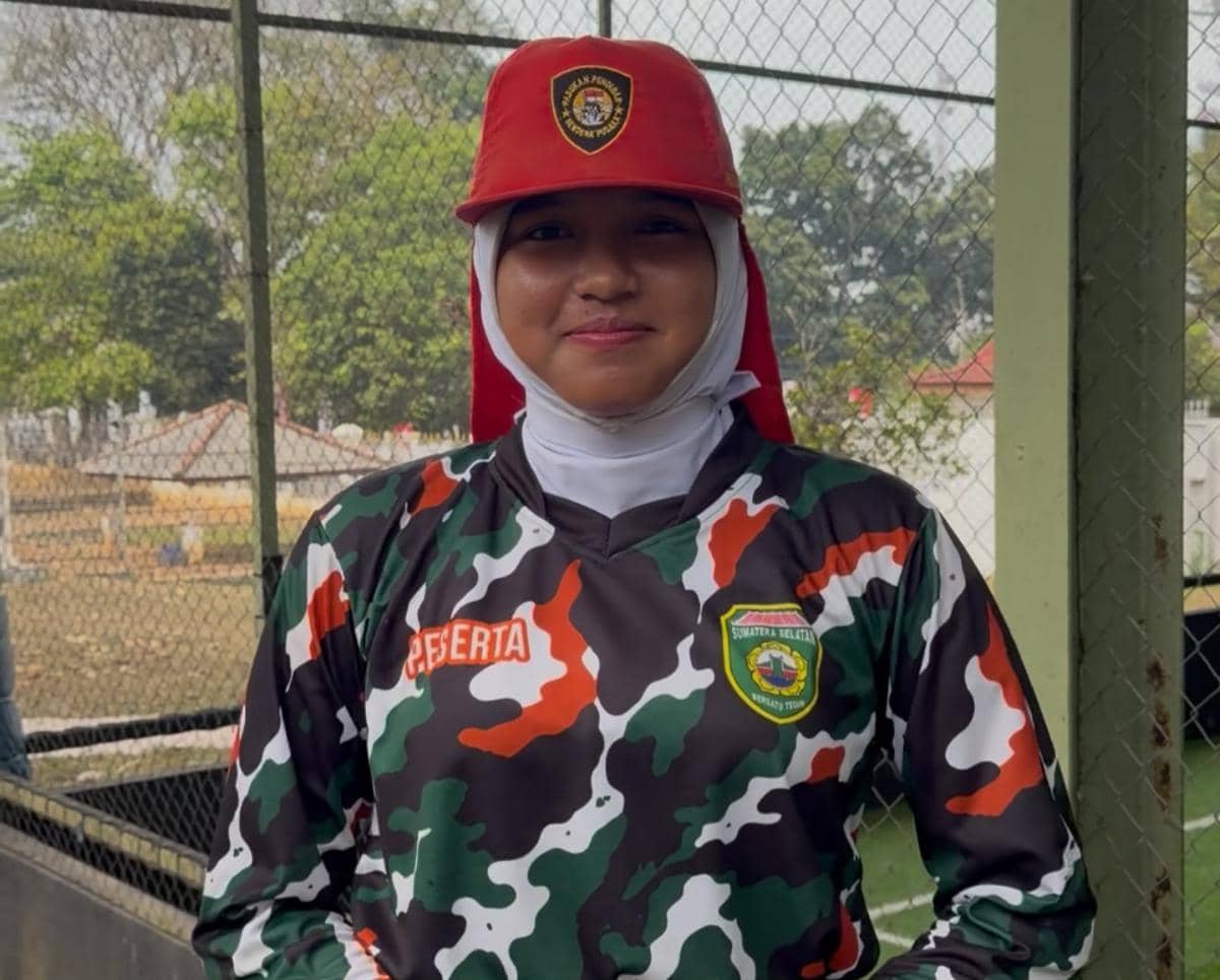 Zafirah asal Banyuasin, anggota Paskibraka Provinsi Sumatera Selatan, dalam potret dokumentasi kegiatan.