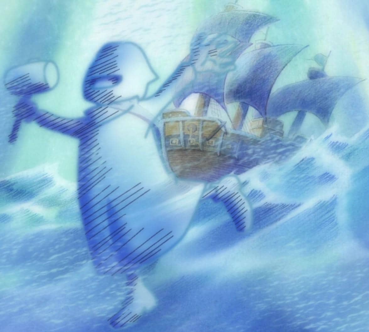 Sosok Klabautermann memperbaiki kapal untuk sementara waktu di Water 7 dalam serial One Piece.