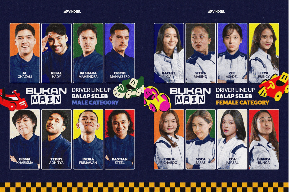 Lineup Balap Seleb di VINDES Bukan Main, Refal Hady hingga Leya Princy