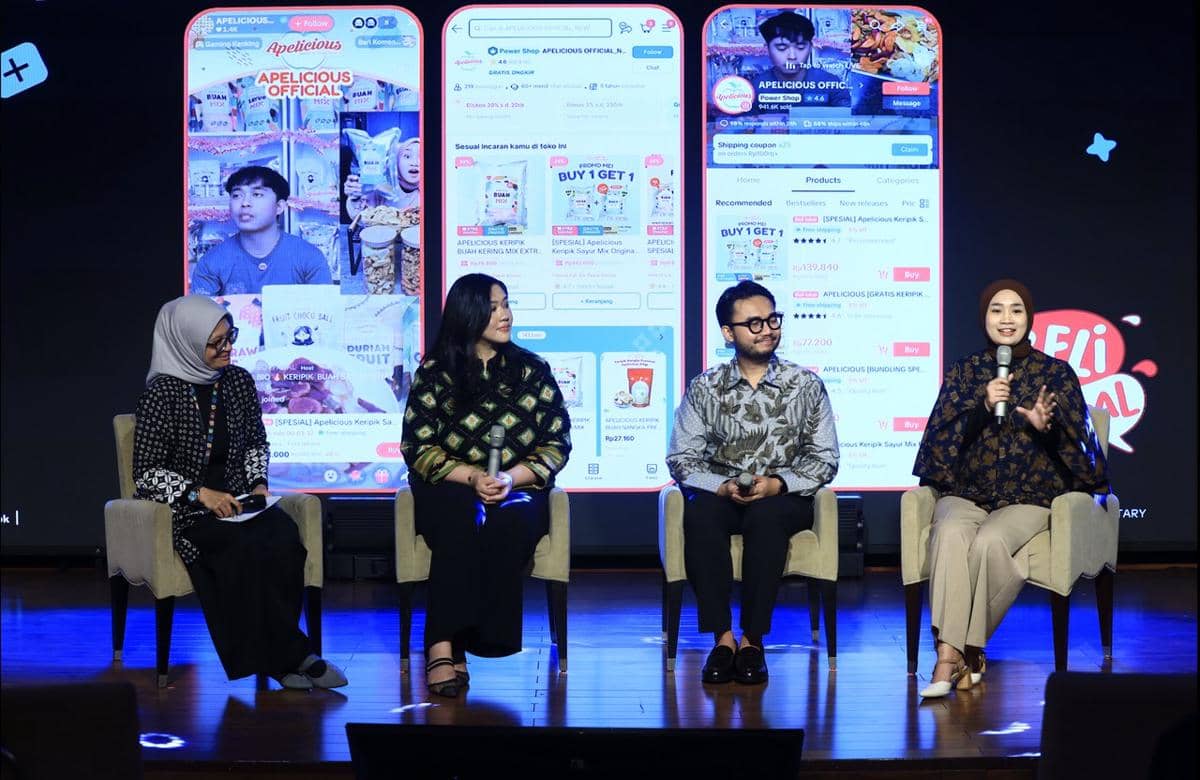 Suasana perayaan kolaborasi program Beli Lokal yang digarap Tokopedia dan TikTok Shop dalam materi promosi bersama.