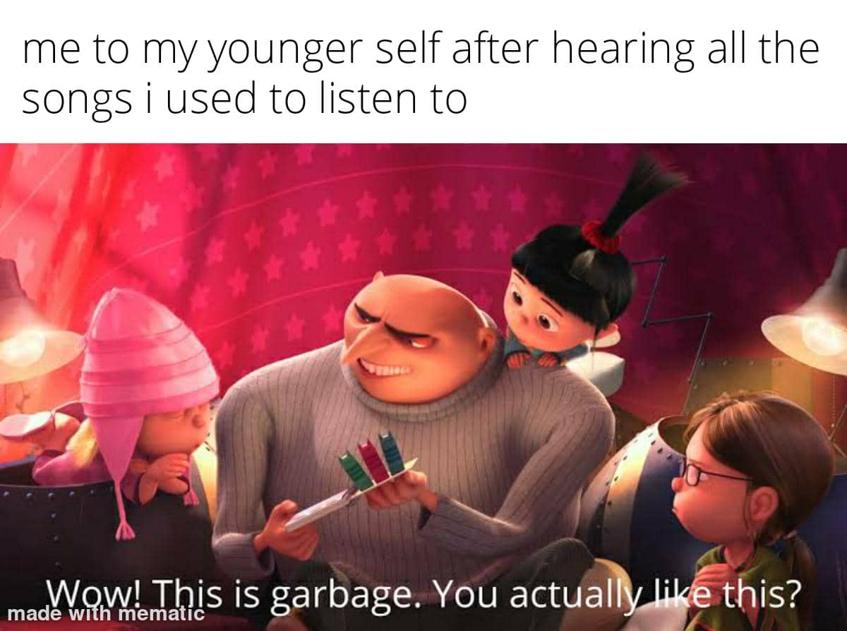 meme kartun tentang playlist lagu