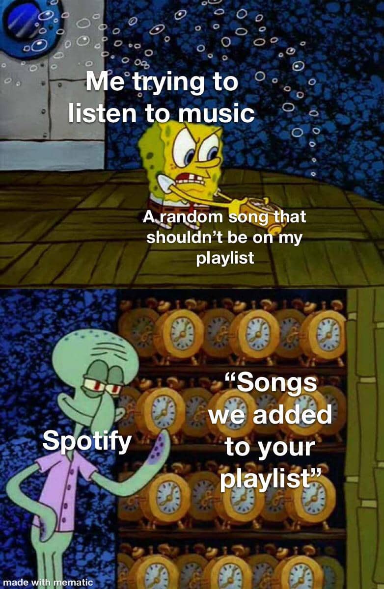 meme kartun tentang playlist lagu
