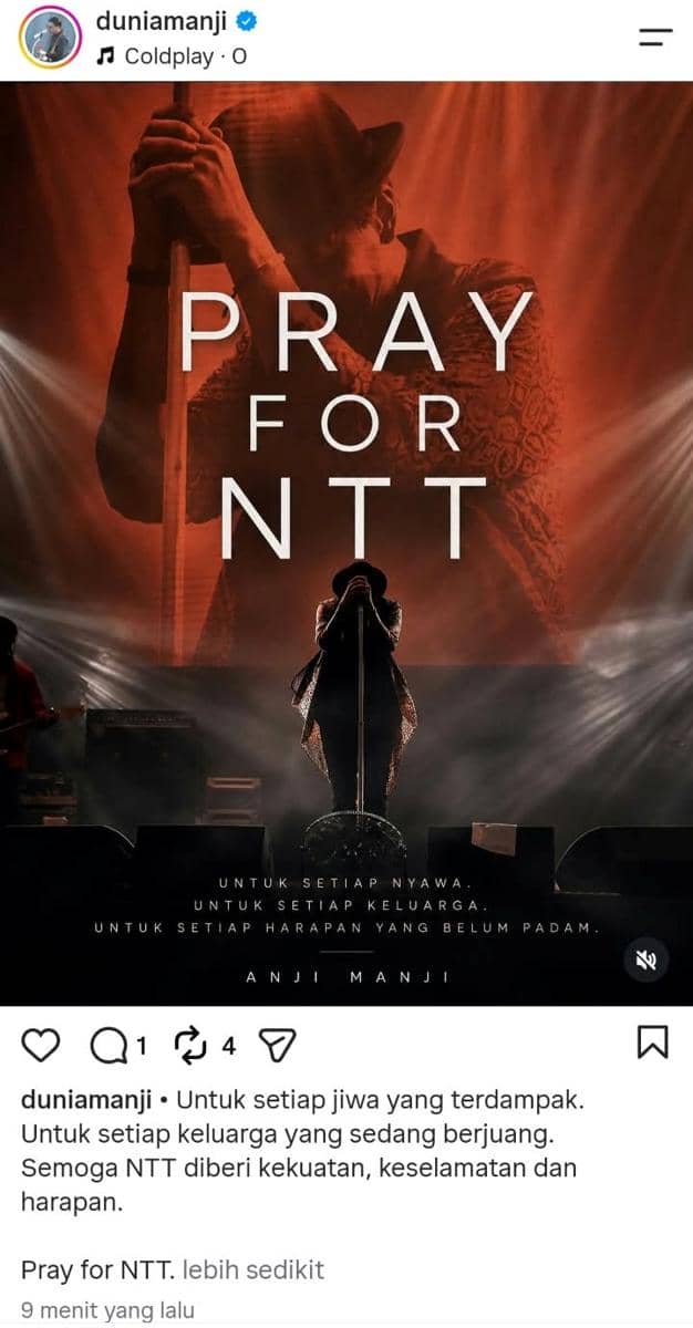 Anji sampaikan ucapan duka atas musibah gempa 7,7 magnitudo di NTT