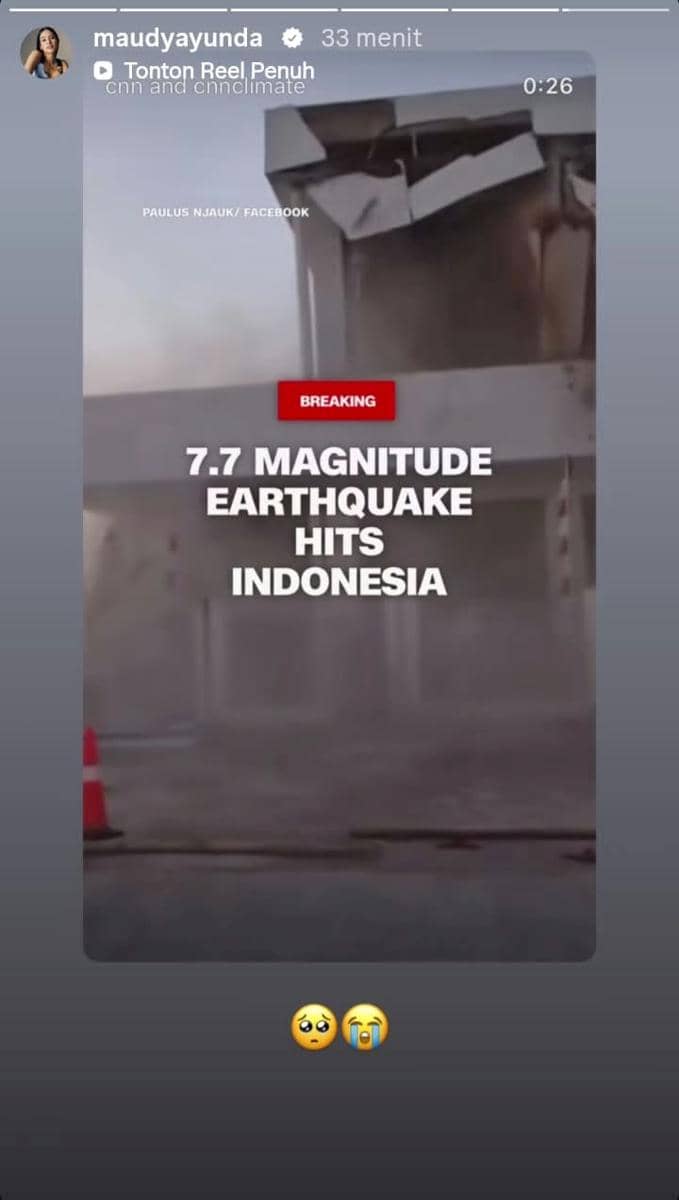 Maudy Ayunda sampaikan ucapan duka atas musibah gempa 7,7 magnitudo di NTT